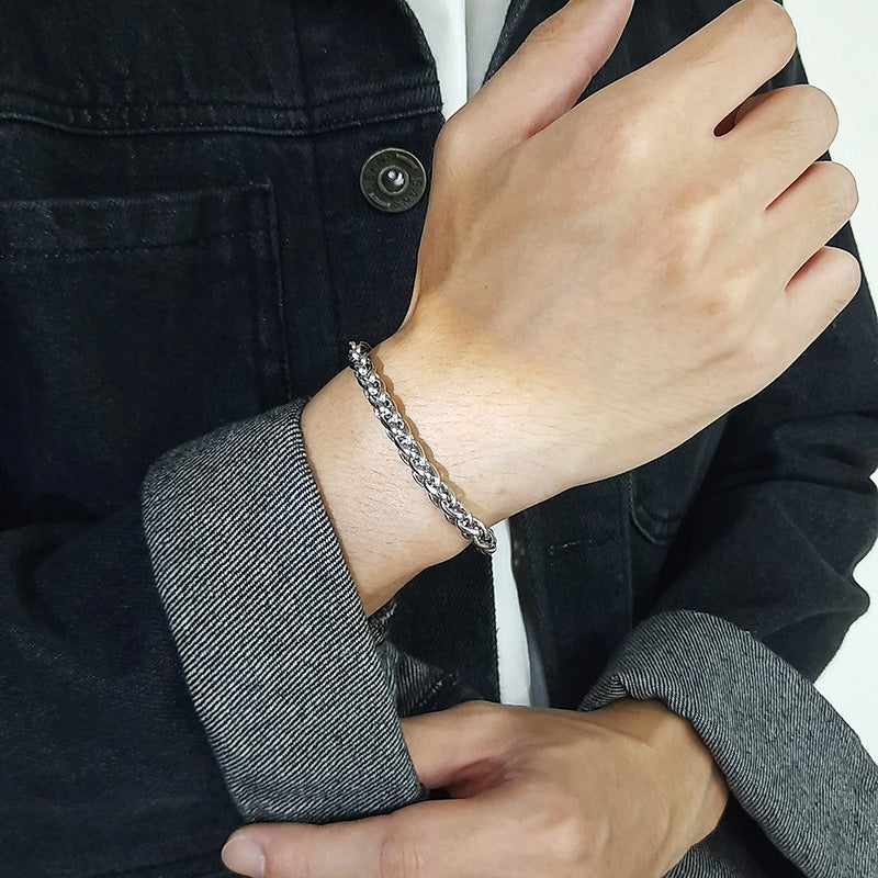 Stainless Steel Flower Basket Chain Men's Fashion Bracelet