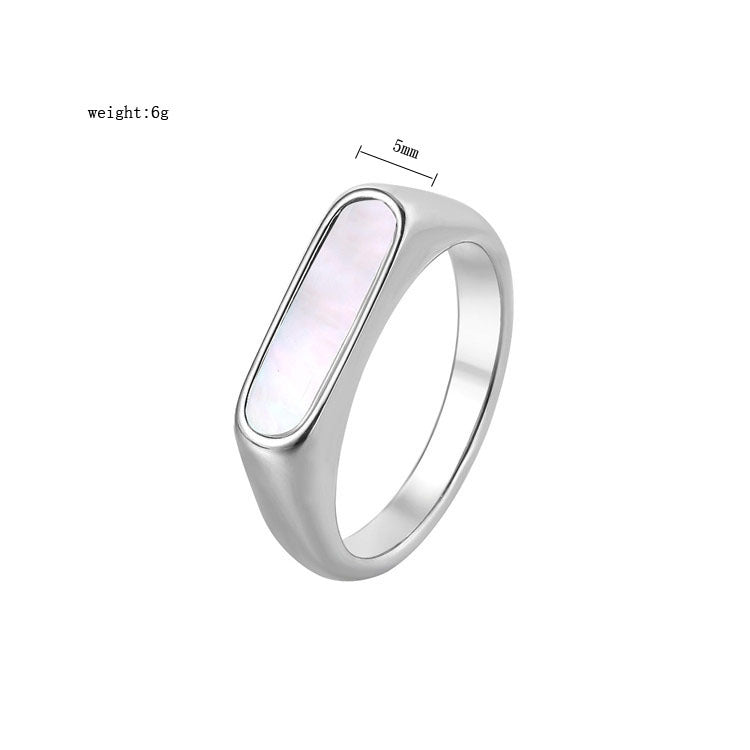 Geometric Shell Ring Titanium Steel Durable For Women Unisex Trend Planderful Everyday Genie Jewelry
