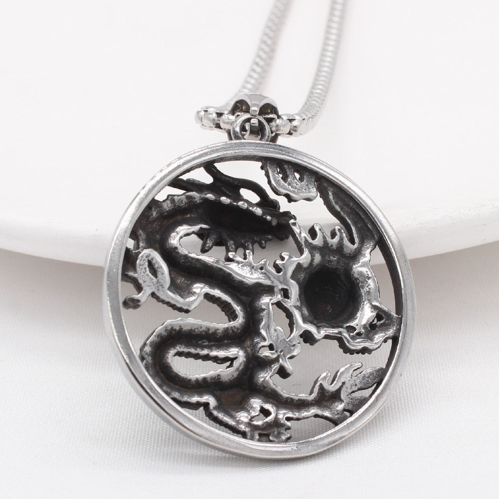 Dragon Pendant Necklace For Men Unisex Titanium Steel Protection Charm Planderful Everyday Genie