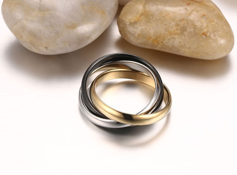 European And American Jewelry Three-In-One Plain Fashion Ring