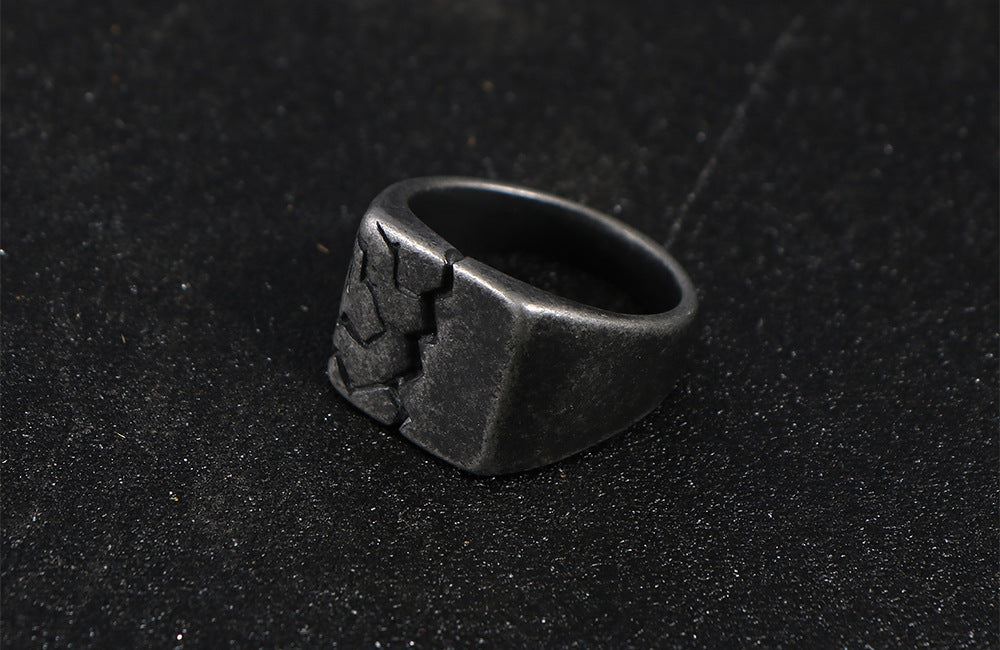 Titanium Steel Crack Ring Lightning Retro Mens Size 7 To 12