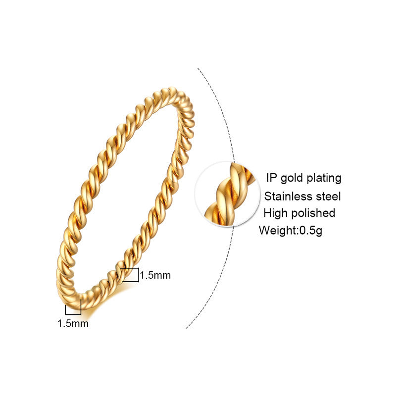 Foreign Trade Jewelry Stainless Steel Zircon Twist Ring