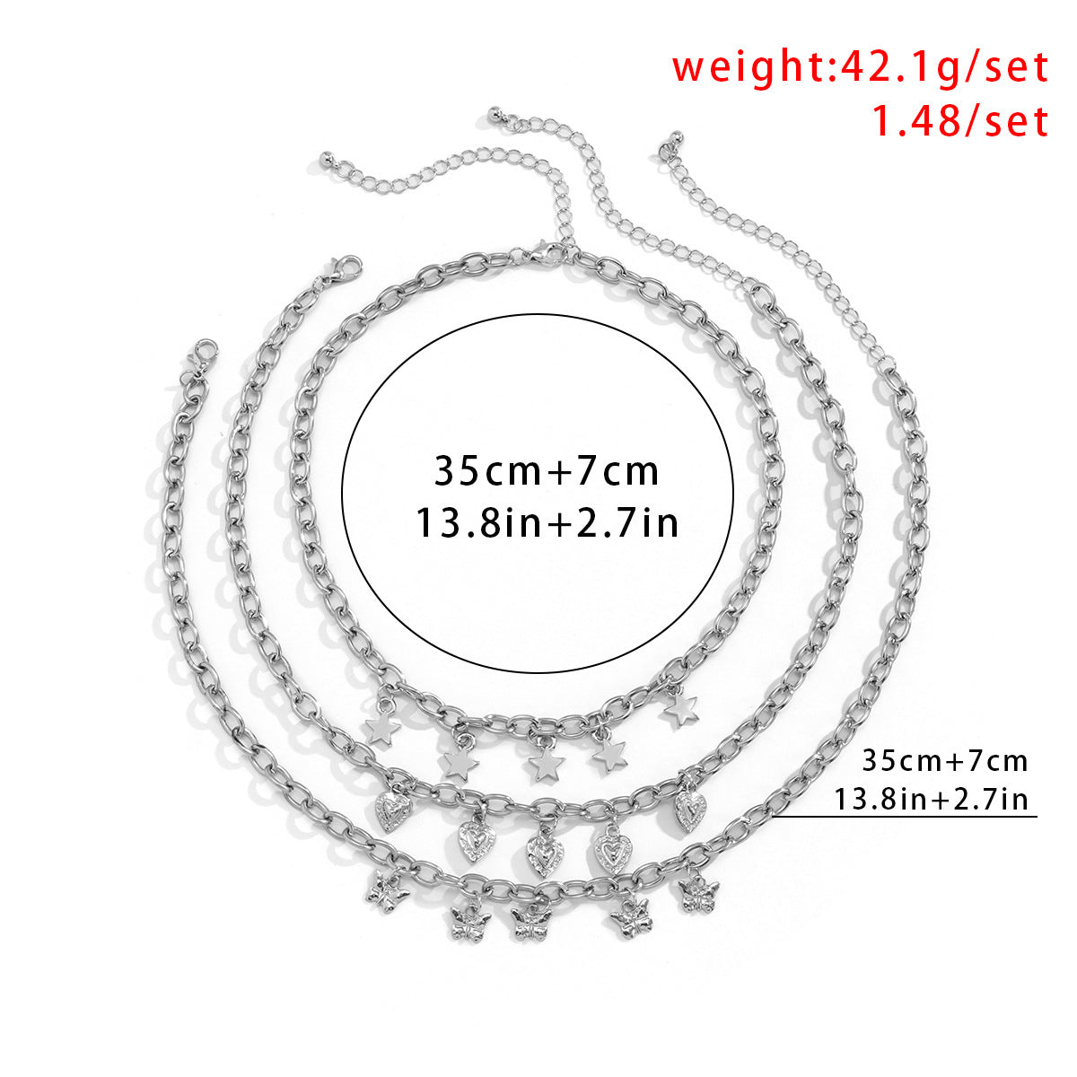 Planderful Vienna Verve Layered Heart Butterfly Necklace For Women With Star Shaped Charms