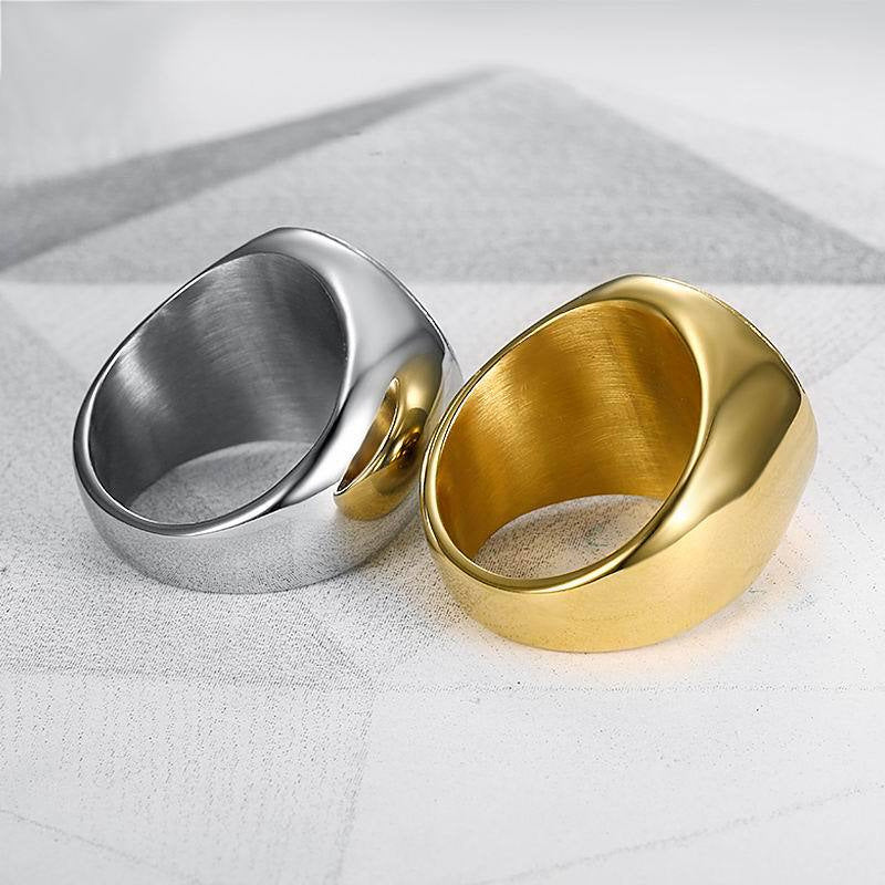 Planderful Everyday Genie Mens David Hexagram Ring Titanium Steel Gold Plated Band