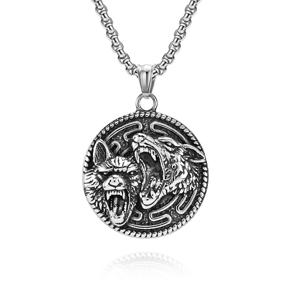 Retro Nordic Style Viking Wolf Necklace for Men Wholesale