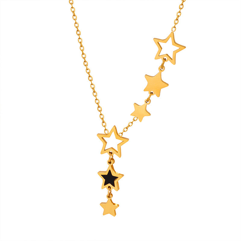 Luxurious Geometric Star Pendant Titanium Necklace with Korean Design