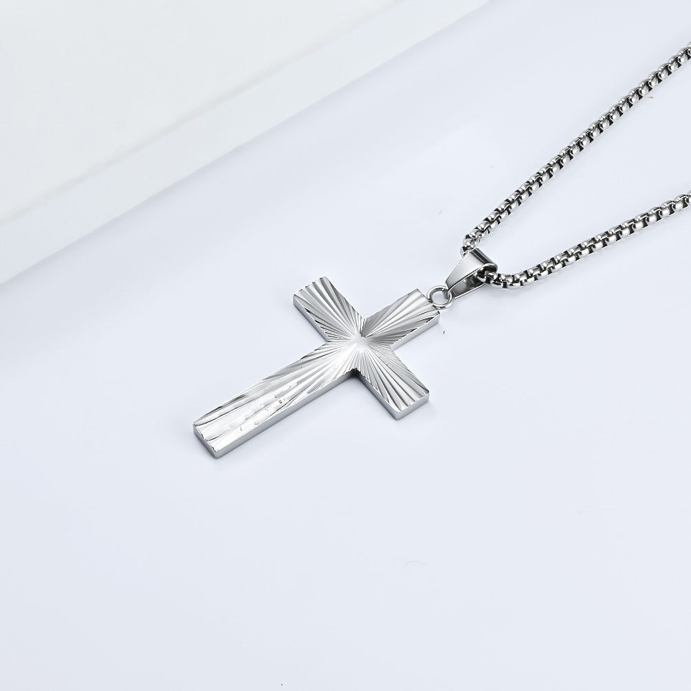High-Gloss Titanium Steel Cross Pendant for Men
