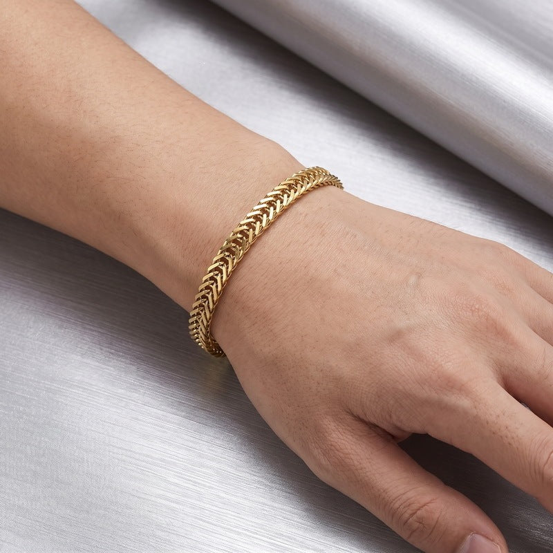 Encryption Keel Chain Adjustable Fox Tail Wheat Ear Woven Stainless Steel Unisex Bracelet