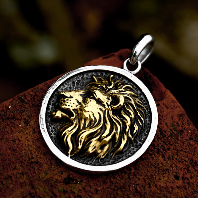 Stainless Steel Casting Relief Three-Dimensional Lion Pendant – Titanium Steel Necklace