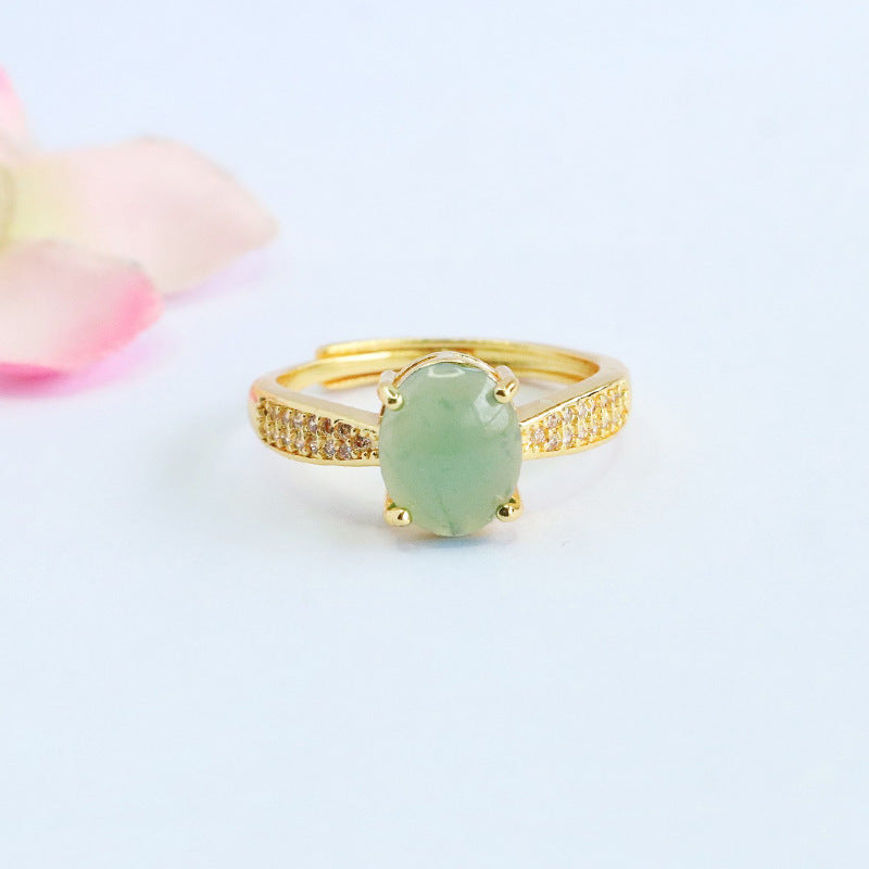 Blue-Water Jadeite Star Dew Ring