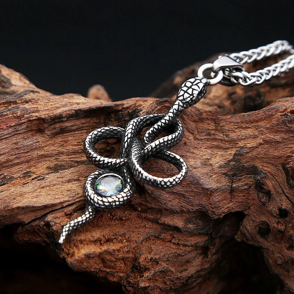 Gothic Viking Snake Stainless Steel Men's Pendant Necklace