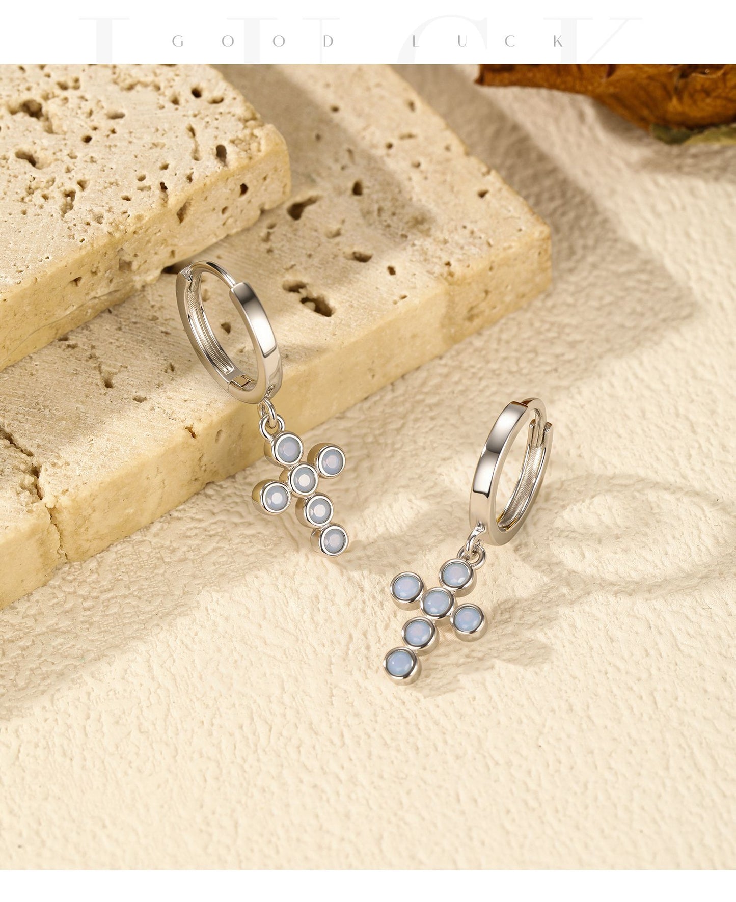 Planderful Everyday Genie Opal Design Cross Earrings – Elegant Fairy Style