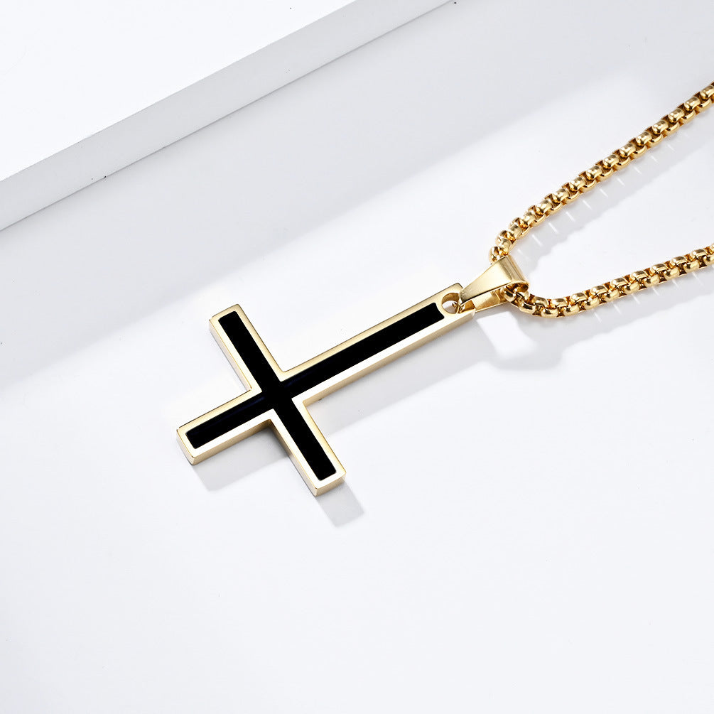 European And American Reverse Cross Necklace For Men