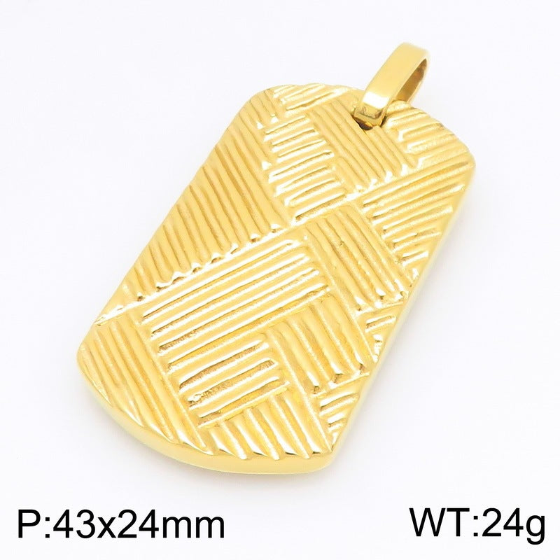 Staggered Twill Military Brand Pendant, Punk Style Retro Geometric Interwoven Stainless Steel Men's Necklace