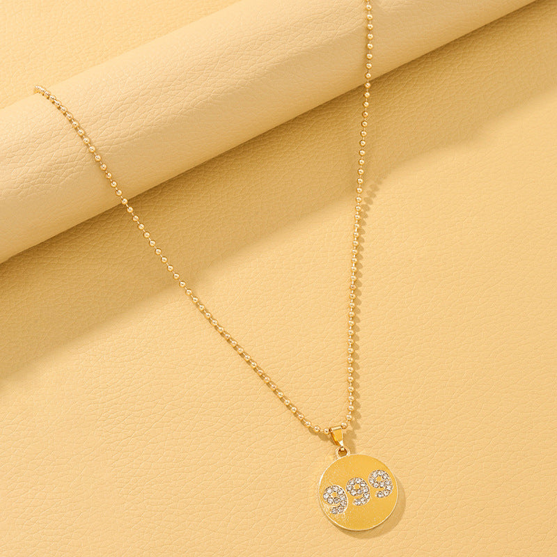 European Charm Metal Digital Pendant Necklace - Wholesale Women's Jewelry