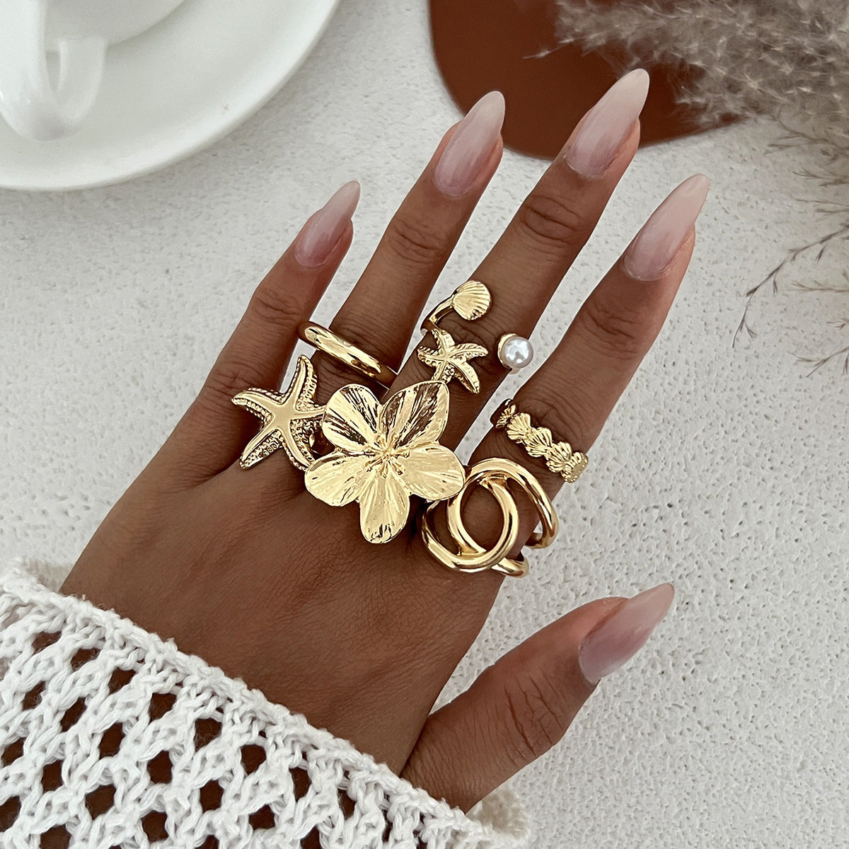 Planderful Vienna Verve Ring – Personalized Retro Sunflower Starfish Design