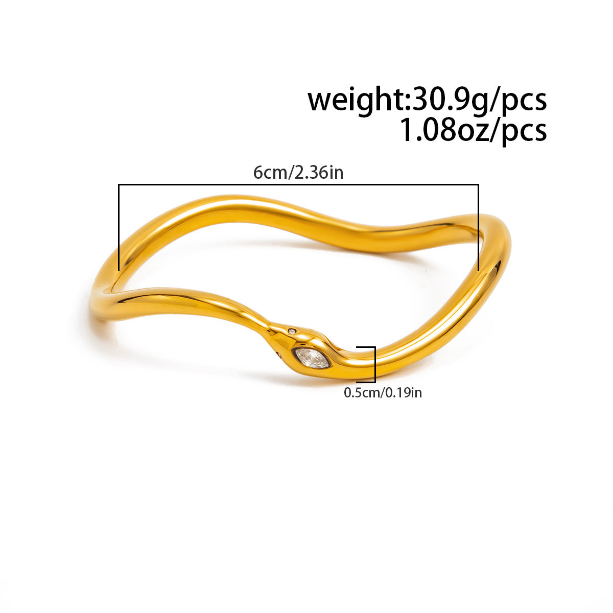 Serpentine Corrugated Star Zircon Opening Bracelet Stainless Steel Full Of Zircon