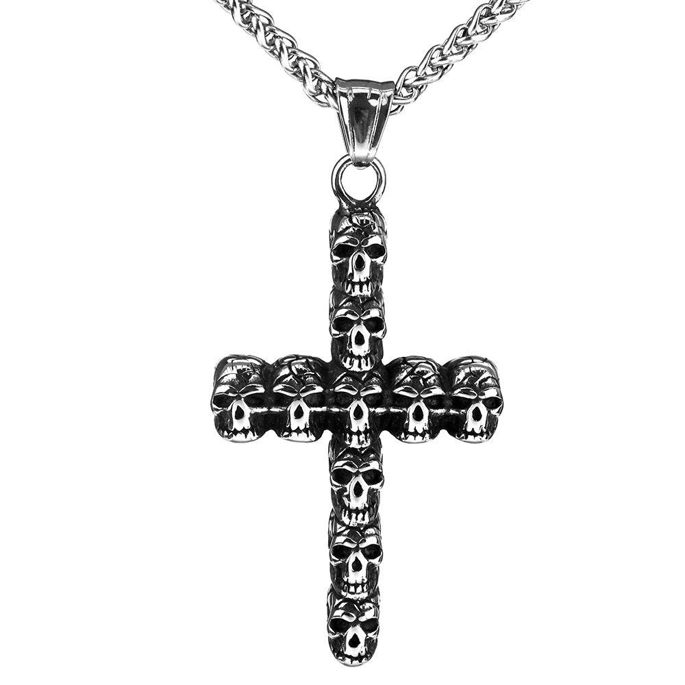 European And American Retro Men's Jewelry Skull Cross Pendant Necklace