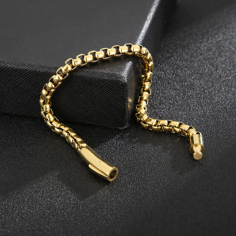 Planderful Square Pearl Bracelet Retro Magnetic Buckle Men