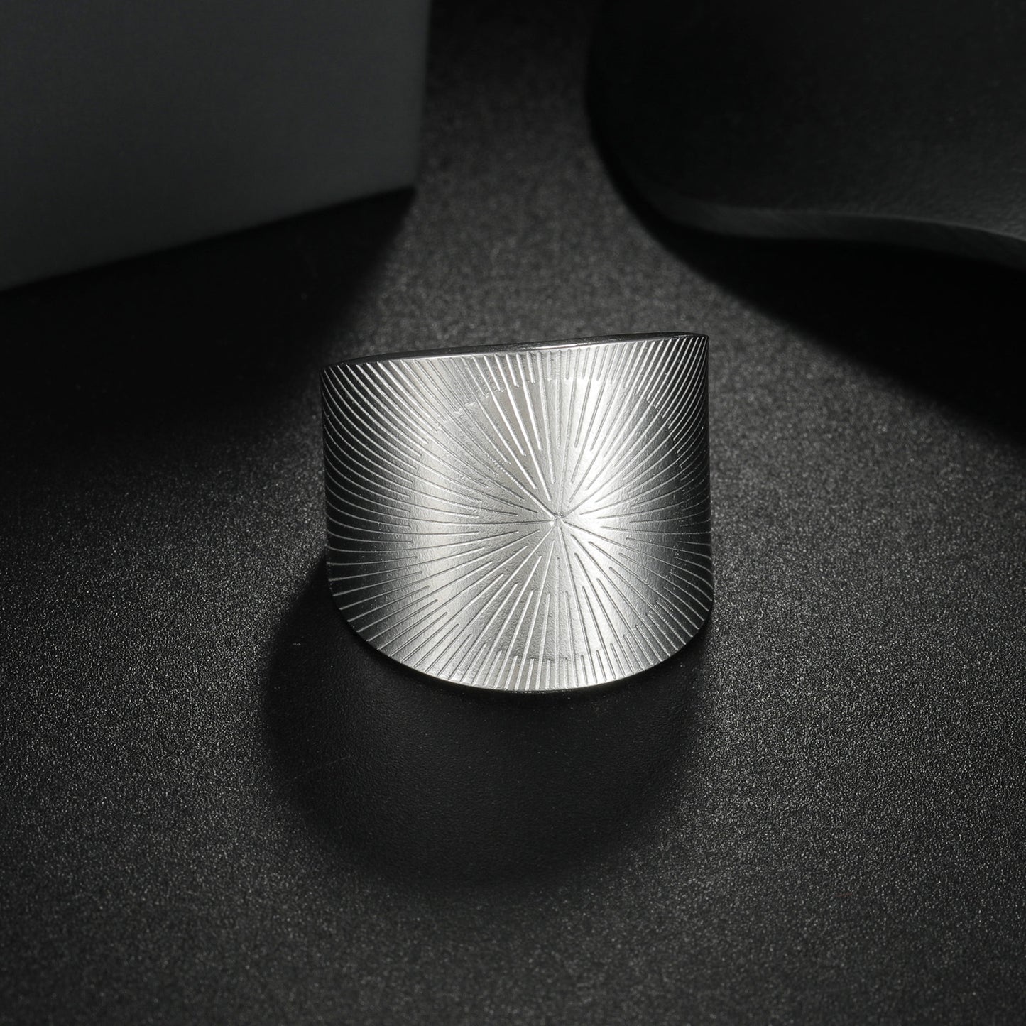 Geometric Ray Stripe Ring Stainless Steel Adjustable Unisex Gift For Couples Planderful Everyday Genie