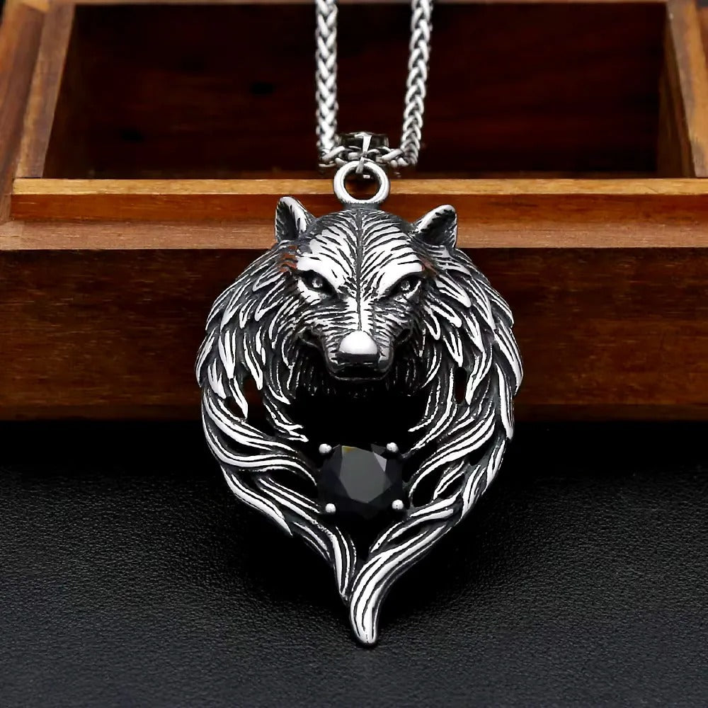Punk Viking Wolf Stainless Steel Men's Pendant Necklace