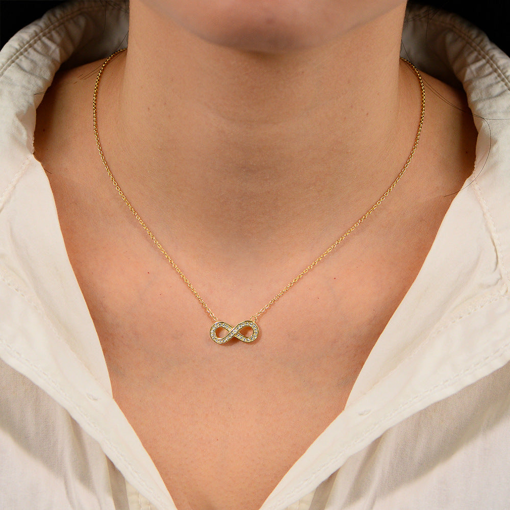 Planderful S925 Sterling Silver Infinity Necklace With Micro Zircon Inlaid For Women