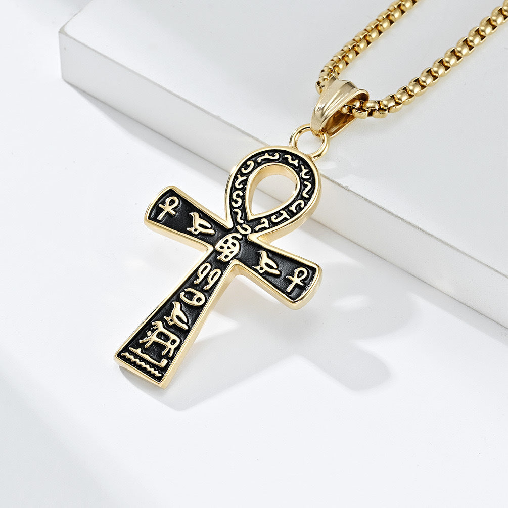 Planderful Ankh Cross Pendant Necklace For Men Ancient Egyptian Symbol Durable Stainless Steel Titanium