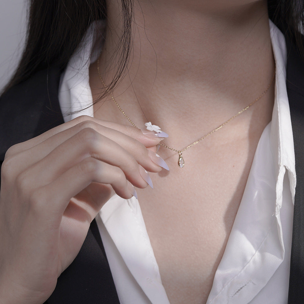 S925 Sterling Silver Collarbone Chain Water Drop Jewelry