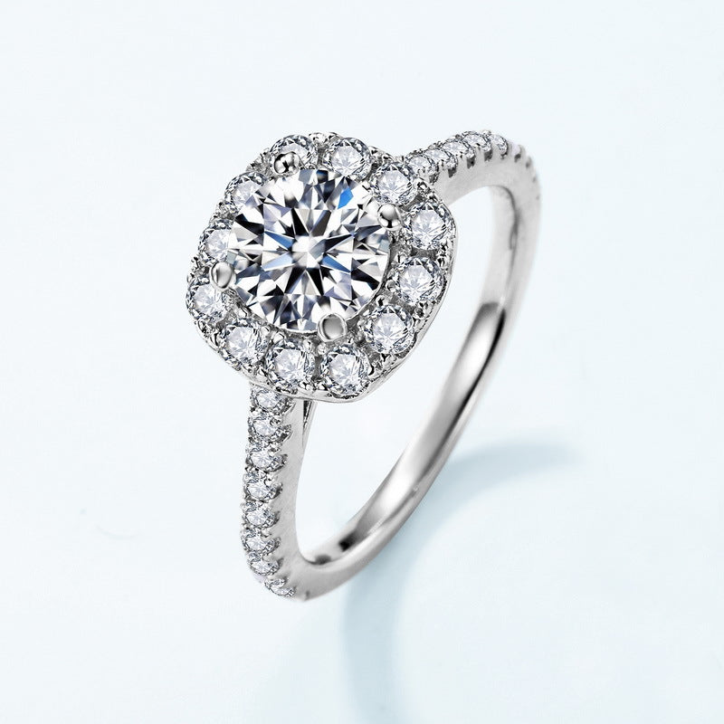 Planderful Classic Moissanite Sterling Silver Ring – 6.5 × 6.5 mm, 1 ct – Style 7