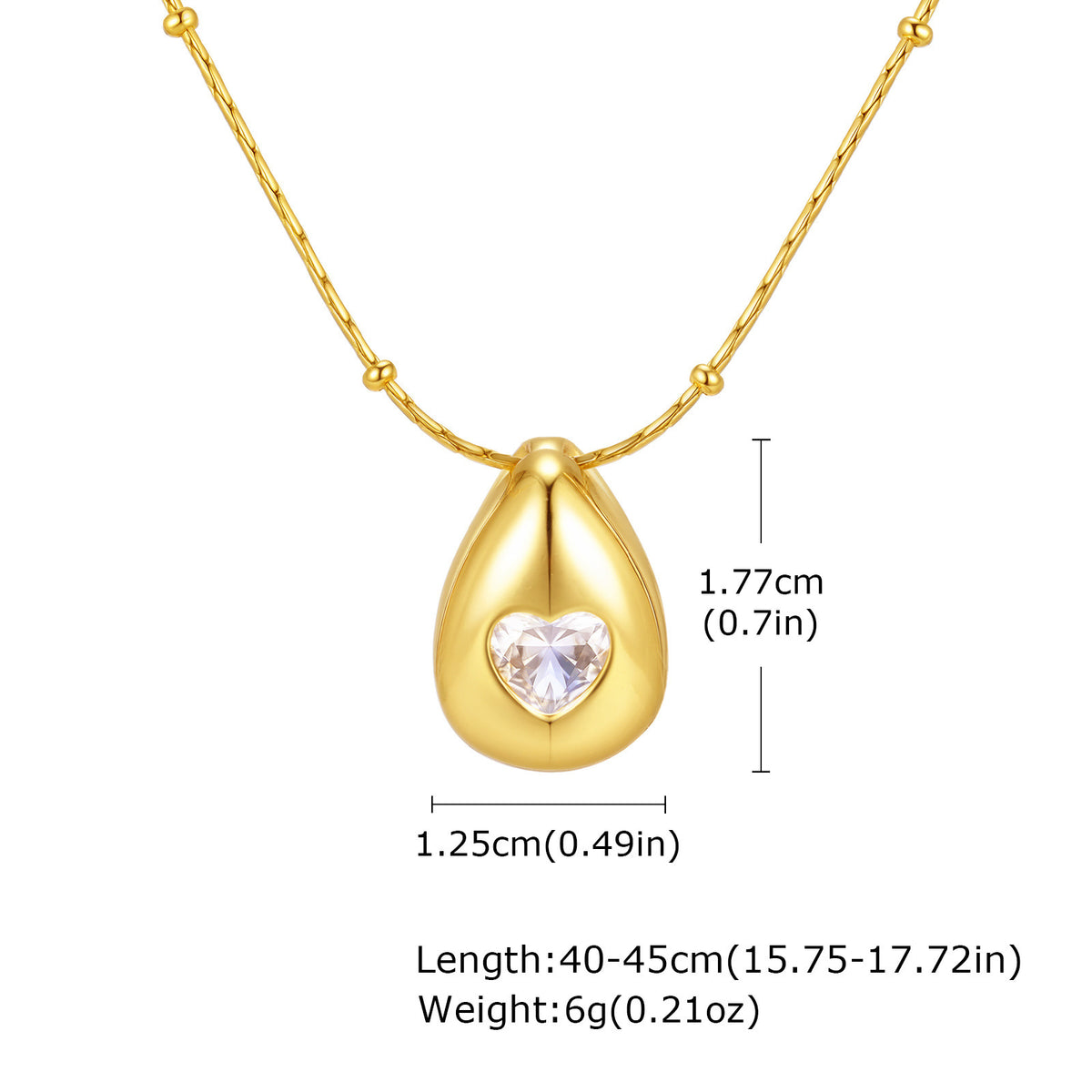 Heart Zircon Copper Necklace