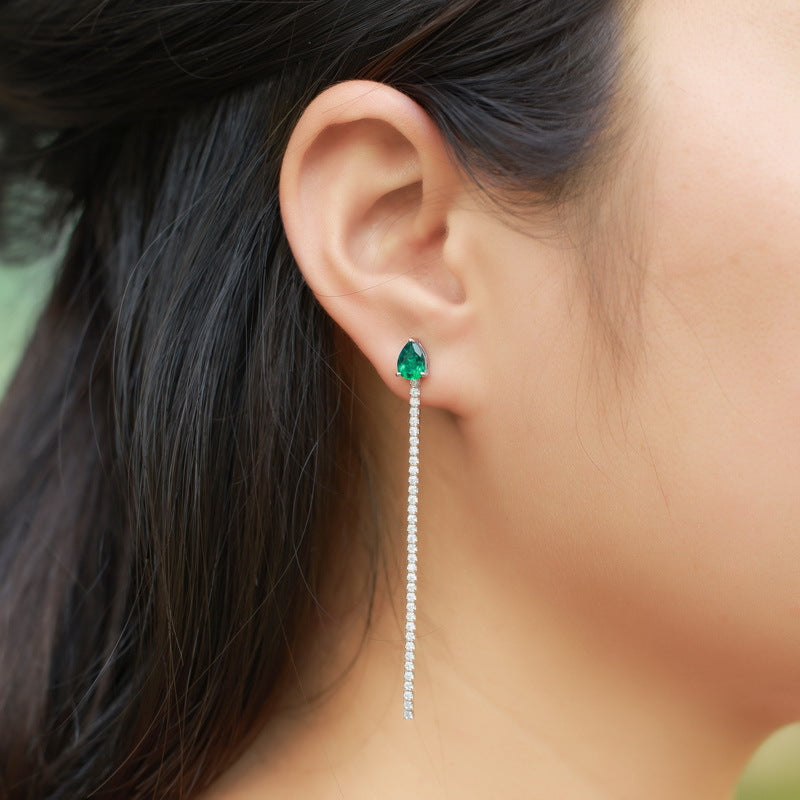 Planderful Jewelry Emerald Earrings Sterling Silver