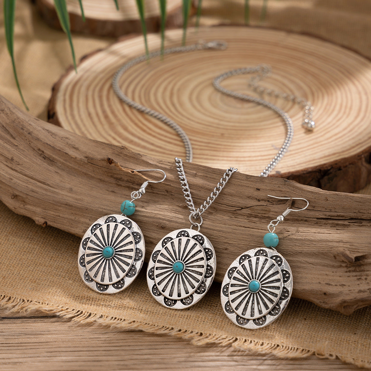Turquoise-Style Palm Tree Jewelry Set