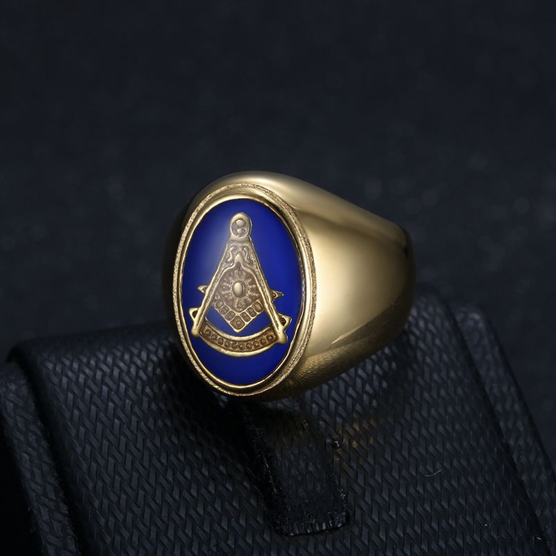 Planderful Everyday Genie Stainless Steel Gold Plated Blue Ring For Men Durable Fashion Accessory