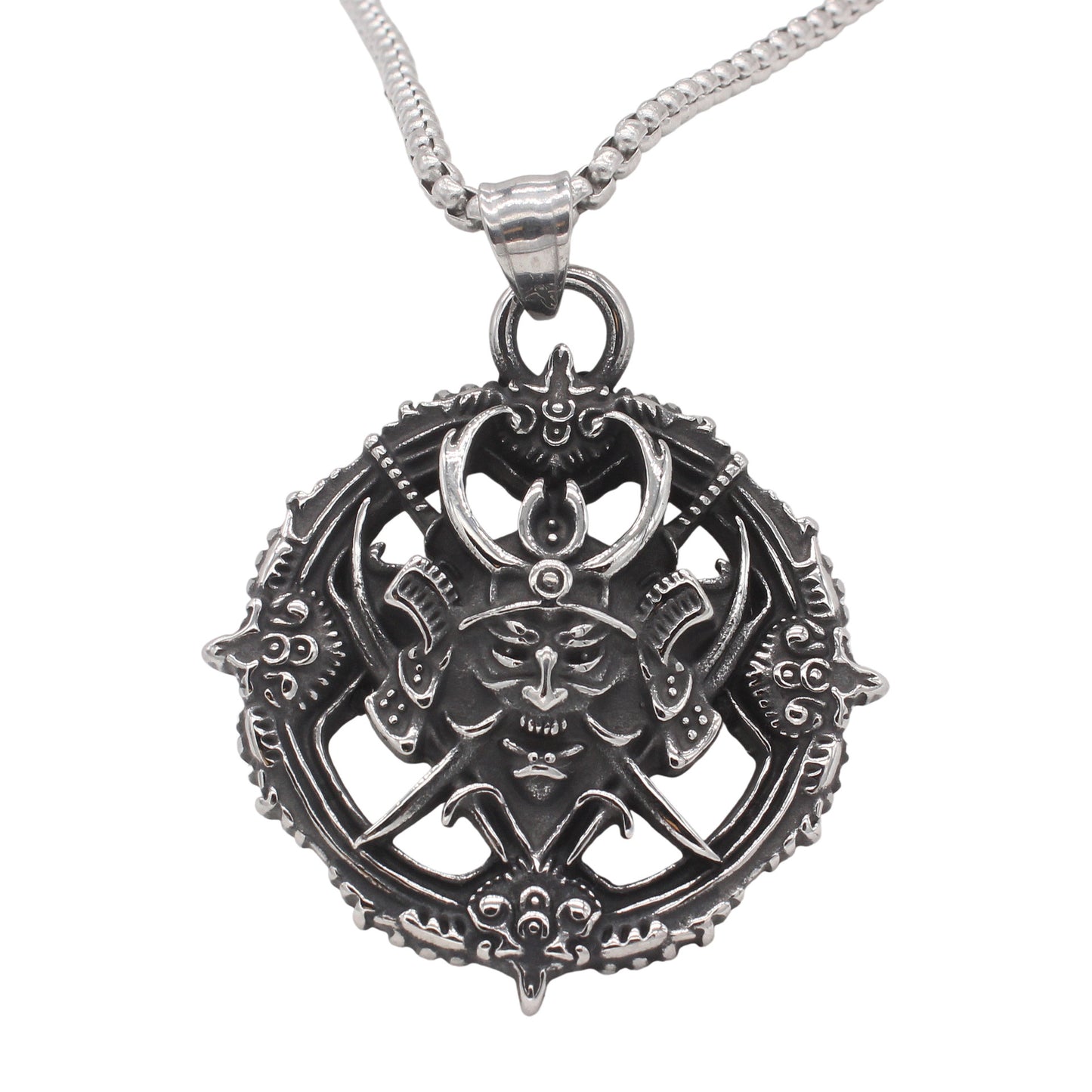 Planderful Jewelry Titanium Steel Pendant For Men With Vintage Samurai Ghost Design