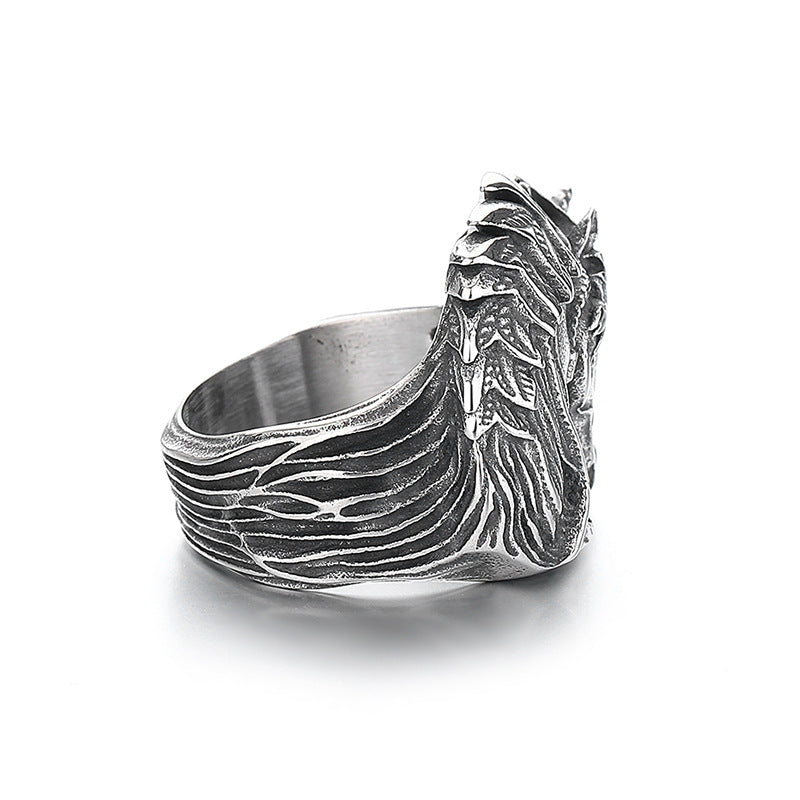 Titanium Steel Ring – Vintage Boys Jewelry Featuring Unicorn Retro Design and Everyday Durability