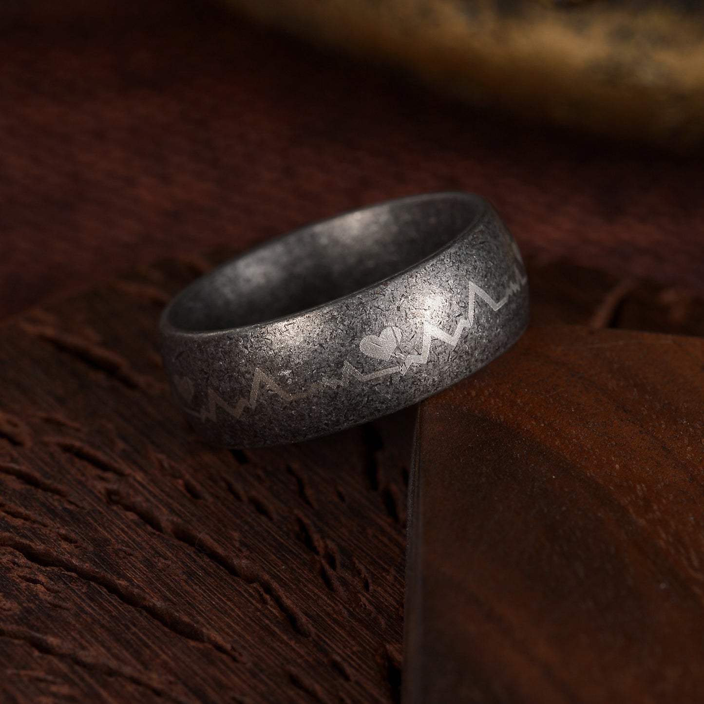 Planderful Heartbeat Ring ECG Couple Jewelry Unisex Protection Stainless Steel Titanium Ring