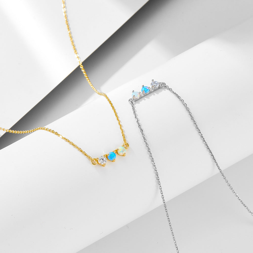 Color Opal Sterling Silver Necklace Versatile Necklace
