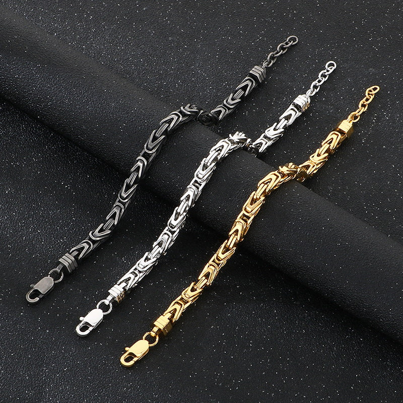 Byzantine Titanium Steel Bracelet – Hip Hop V-Shaped Emperor Chain 6mm Stainless Steel