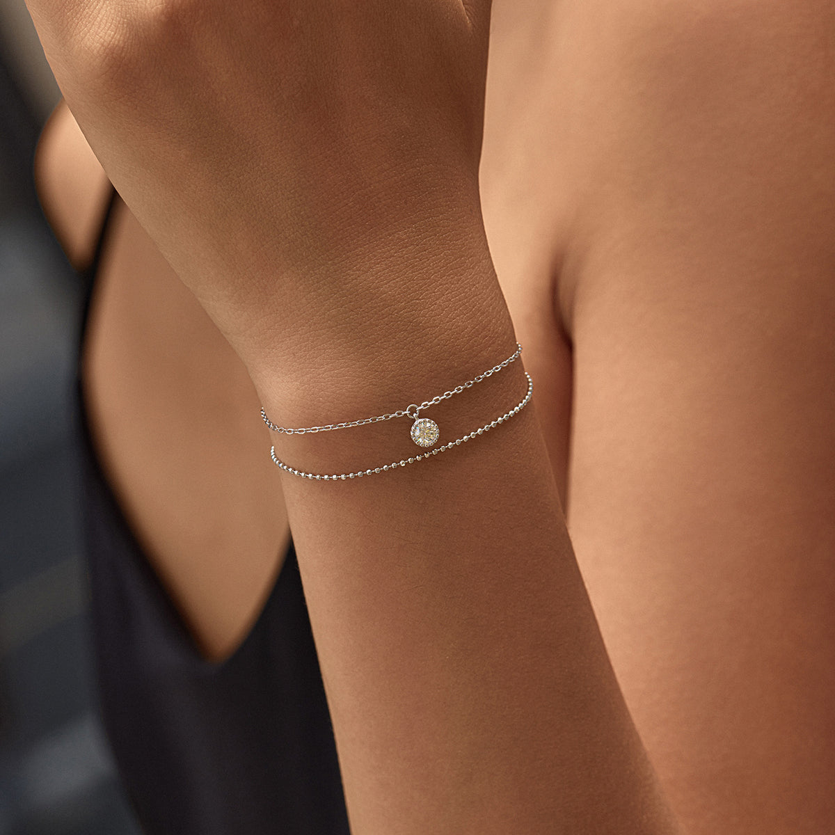 925 Sterling Silver Double-Layer Moissanite Bracelet