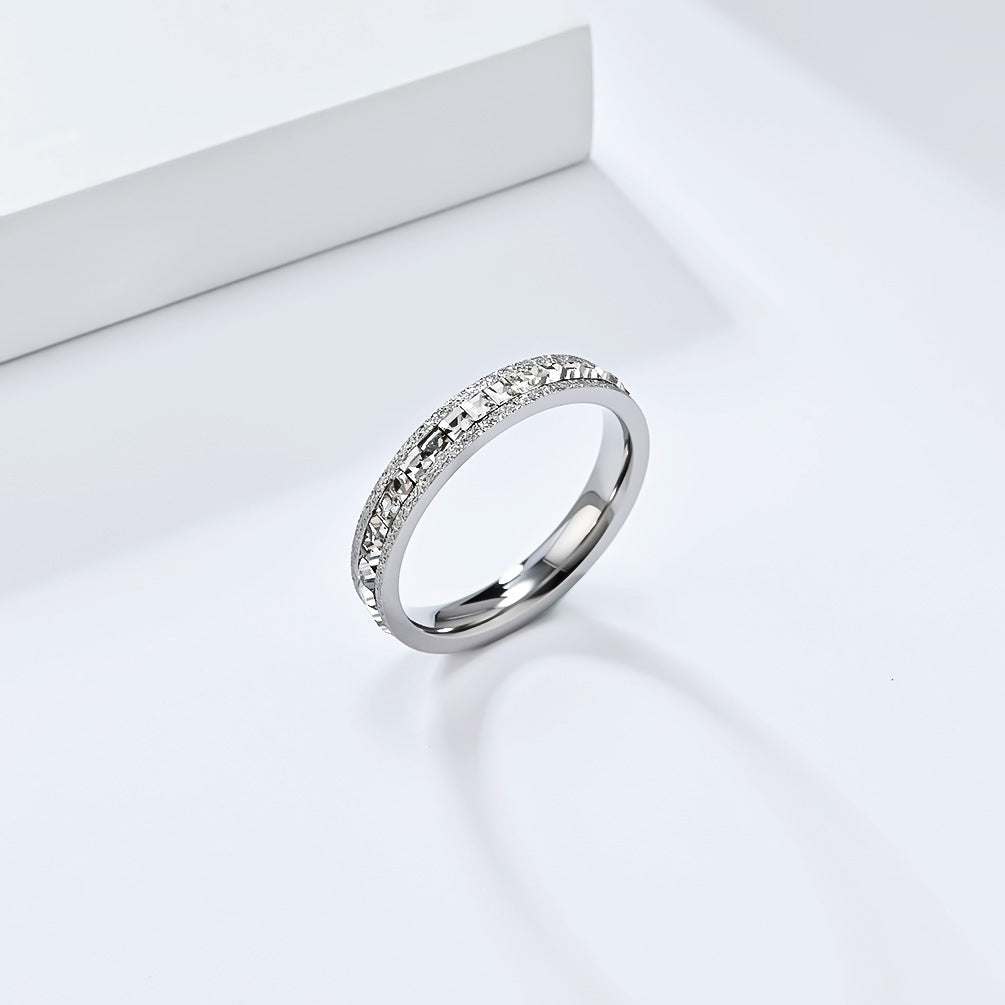 Planderful Korean Style Zircon Ring Gold Plated Titanium Steel For Women Luxurious Everyday Genie Jewelry