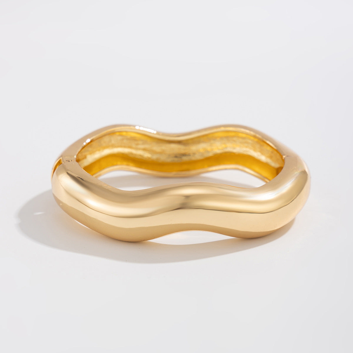 Planderful Vienna Verve Bold Statement Wide Face Bracelet For Women Exaggerated Three Dimensional Striped Design