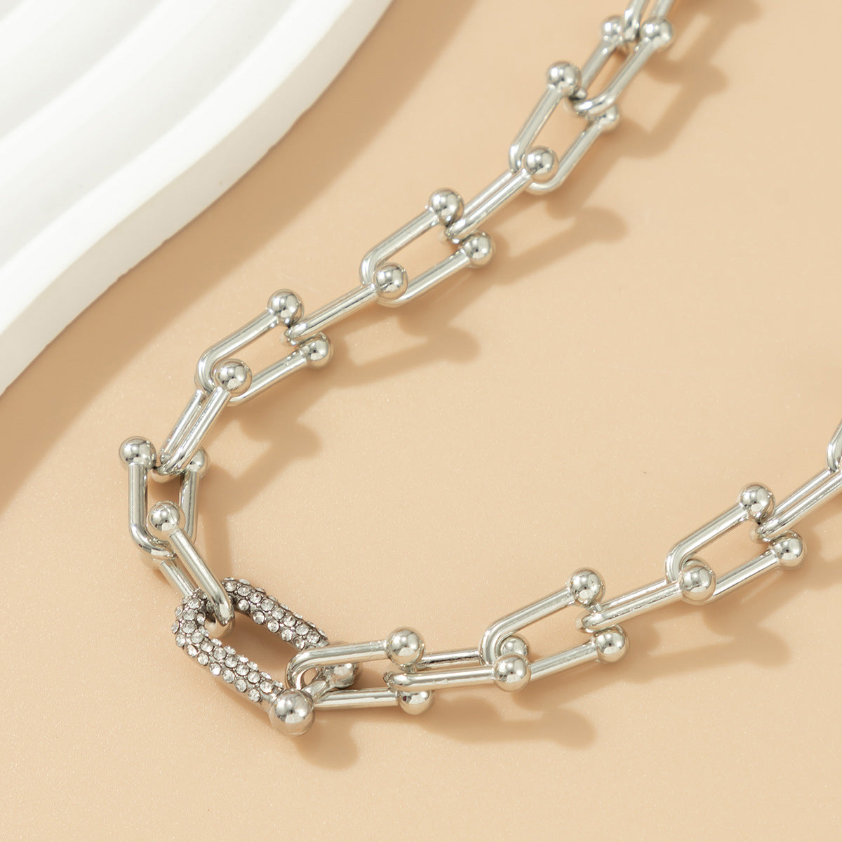 Joker Rhinestone Chain Necklace with U-shaped Tassel - Glamorous Vienna Verve Alloy Necklace