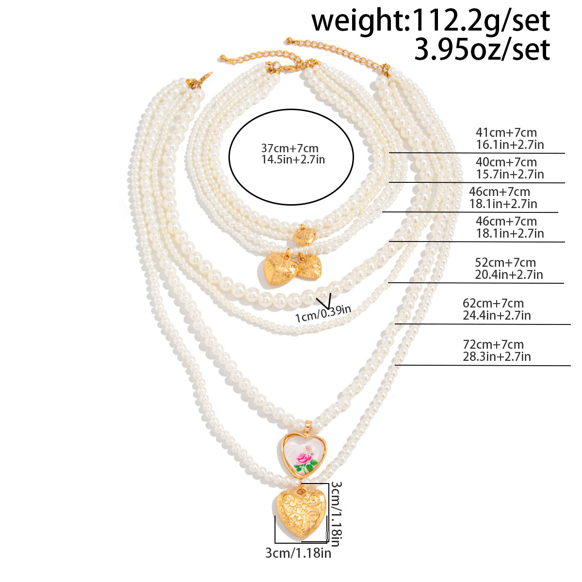 Heart Fringe Pearl Layered Necklace