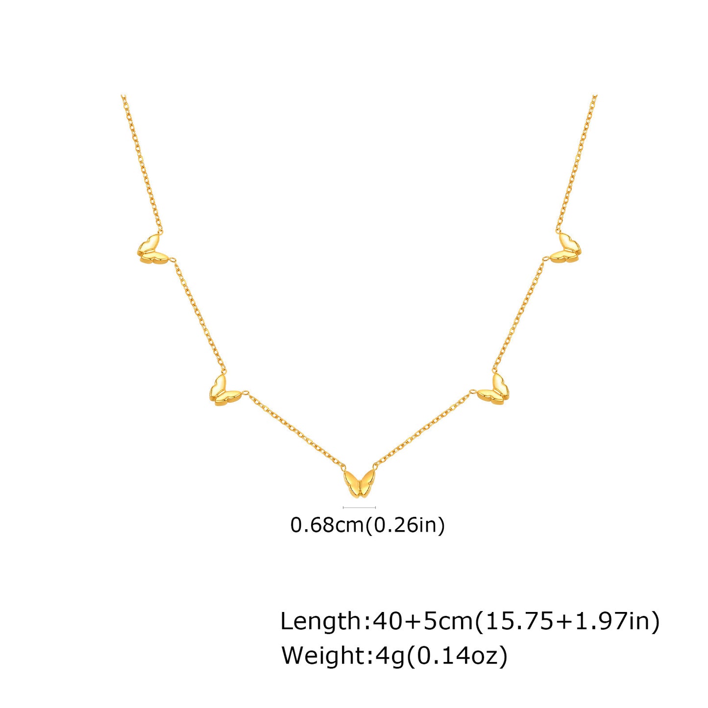 Stainless Steel Wind Delicate Sense Ladies Collarbone Chain Butterfly Necklace Gold