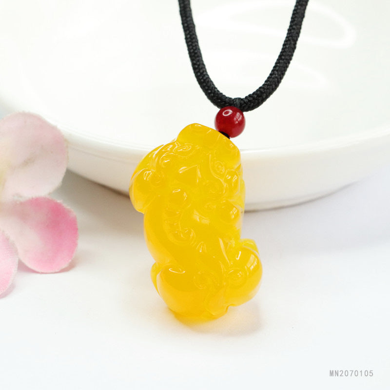 Yellow Chalcedony Pixiu Pendant