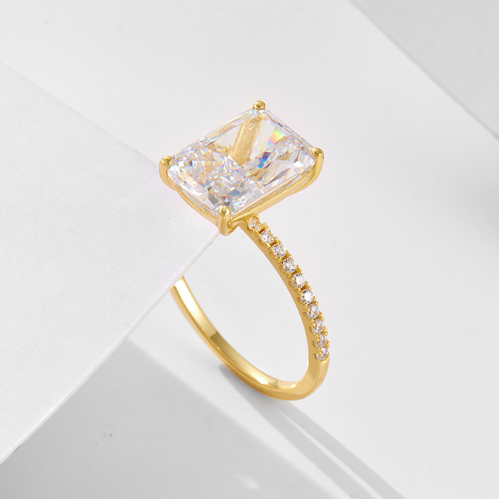 S925 Sterling Silver Ice Flower Cut 5a Zircon Ring High-Quality Wedding