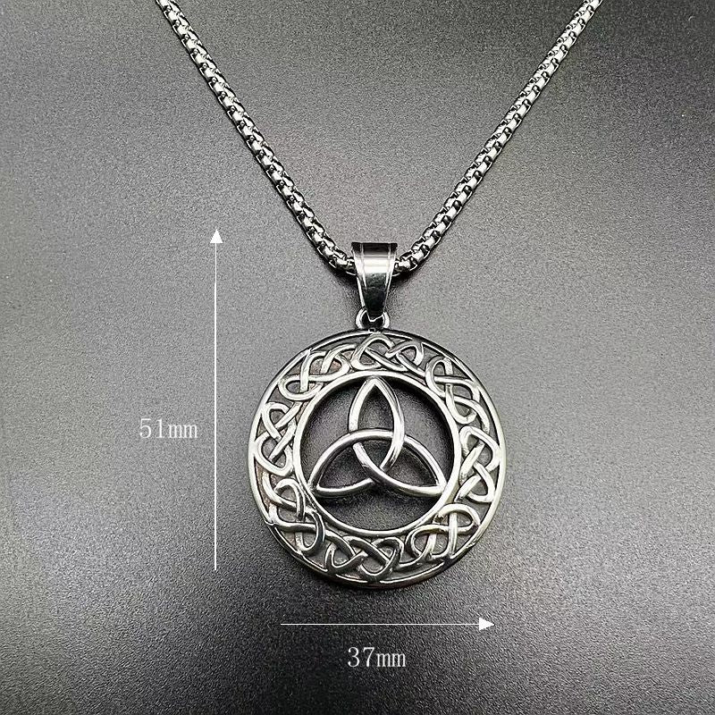Celtic Concentric Knot Necklace Titanium Steel Polished By Planderful Everyday Genie For Unisex Viking Punk Fans