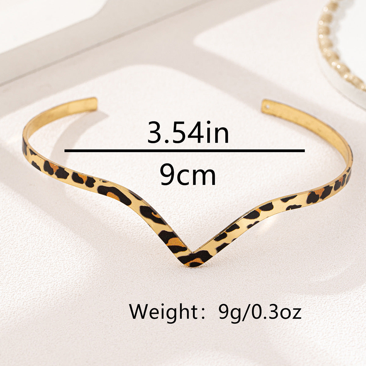 Planderful Vienna Verve V-Shaped Metal Leopard Print Bracelet