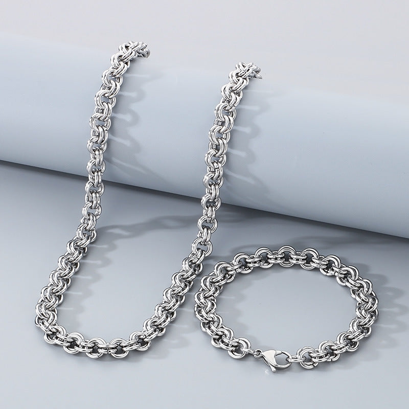 Stainless Steel Double Circle O Chain Bracelet Unisex