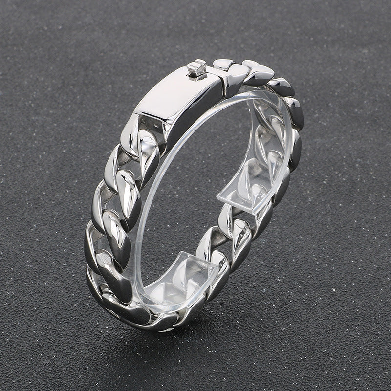 Planderful Mens Titanium Cuban Chain Bracelet Electroplated